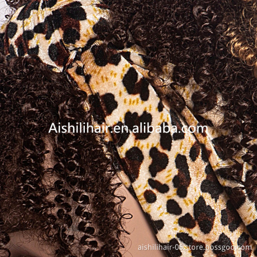 Aishili wholesale synthetic wig blonde brown afro deep curly Leopard headband wigs for black women